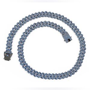 Invicta Elements Men’s Black & Blue Cuban Link Drip Chain Necklace   22” NEW